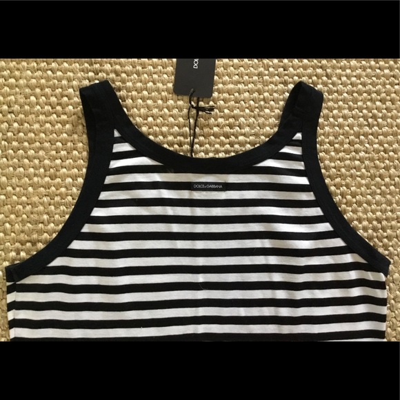 AUTHENTIC DOLCE & GABBANA WHITE AND BLACK STRIPE TANK TOP SIZE 44 IT ( 4-6 US ) - Picture 2 of 7